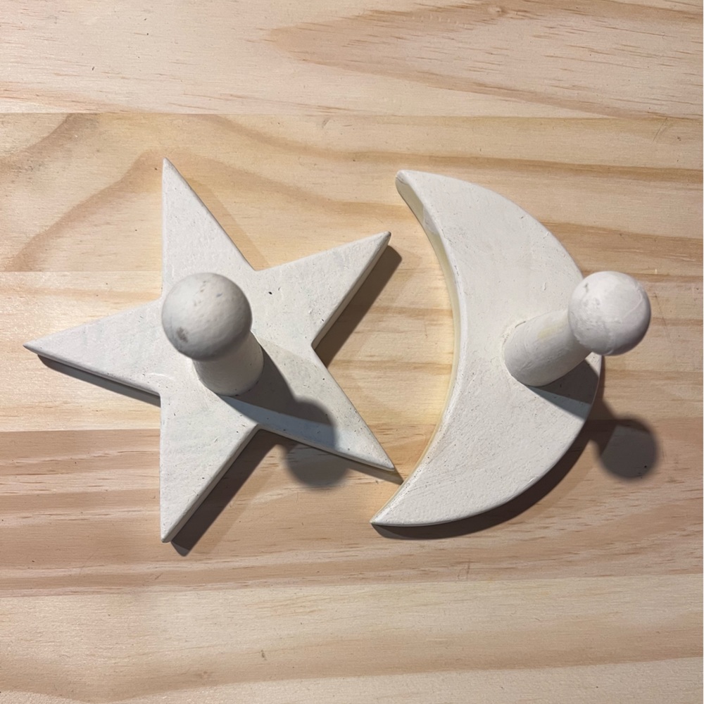 Wood Moon and Star with Peg